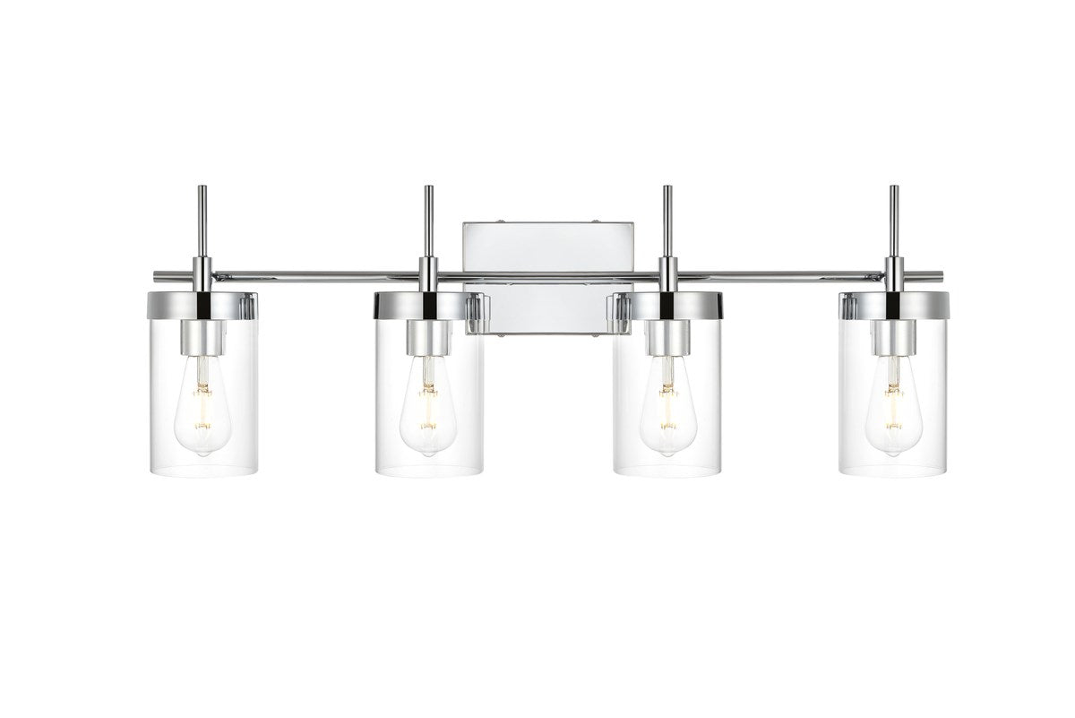 4 Light Chrome And Clear Bath Sconce by Living District