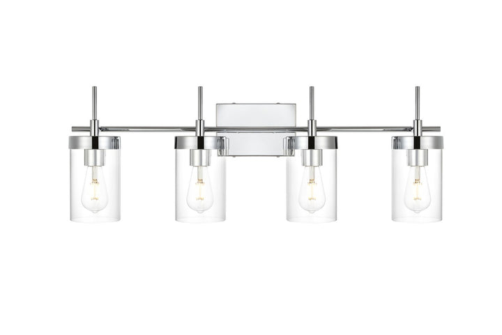 4 Light Chrome And Clear Bath Sconce by Living District