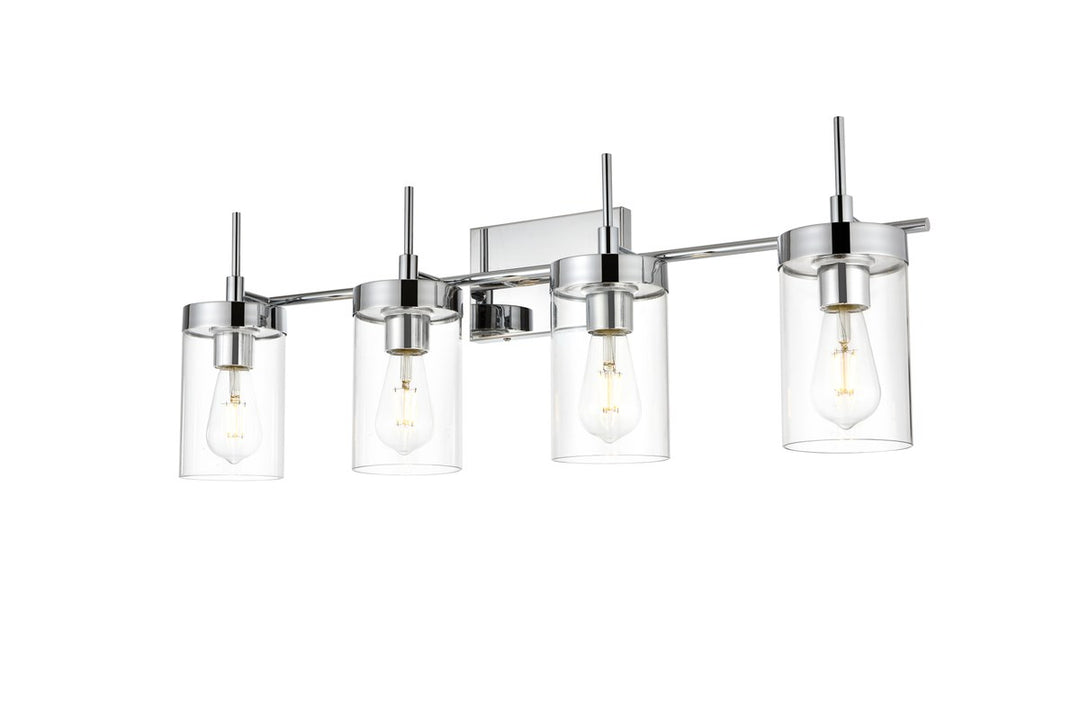 4 Light Chrome And Clear Bath Sconce