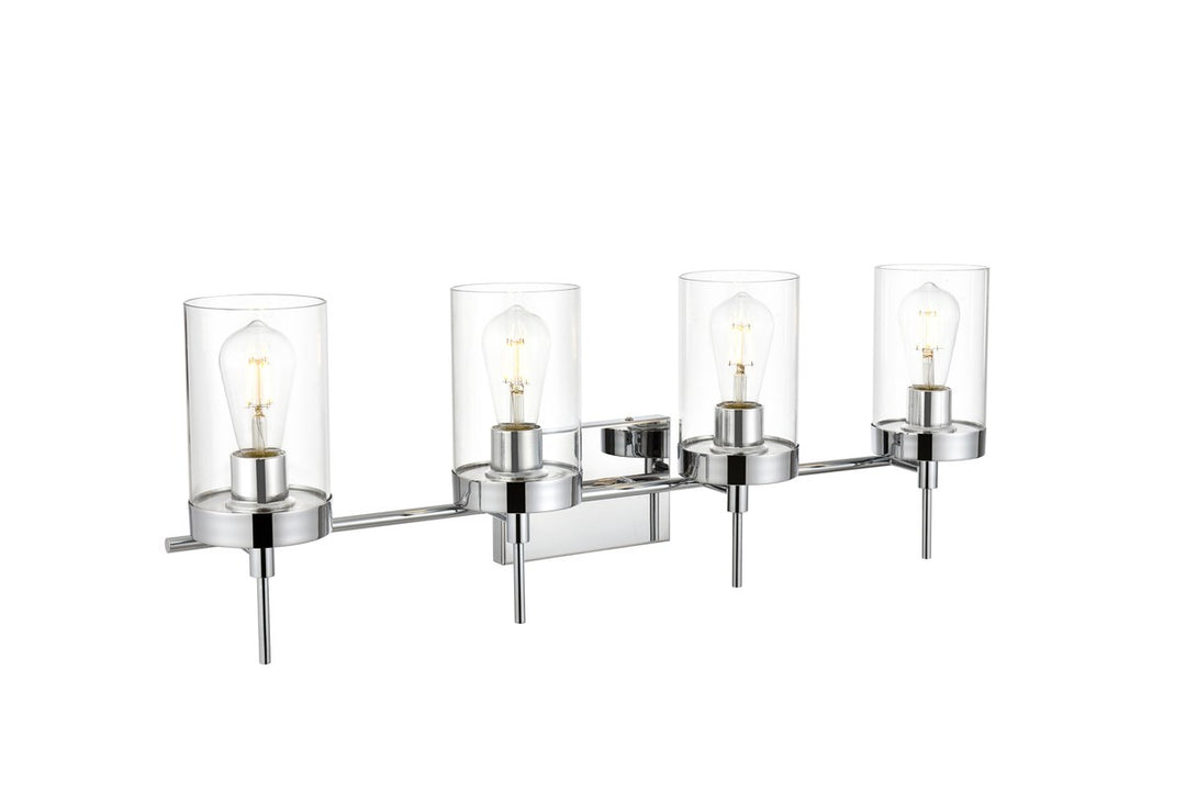 4 Light Chrome And Clear Bath Sconce