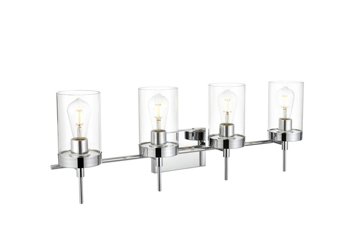 4 Light Chrome And Clear Bath Sconce