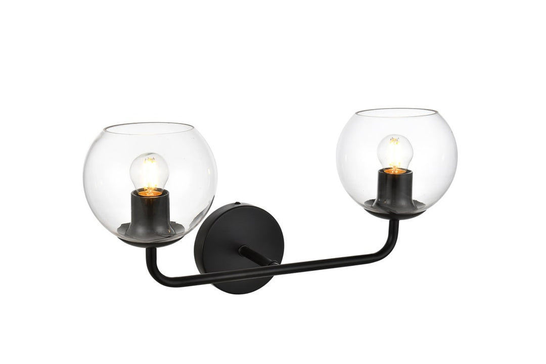 2 Light Black And Clear Bath Sconce