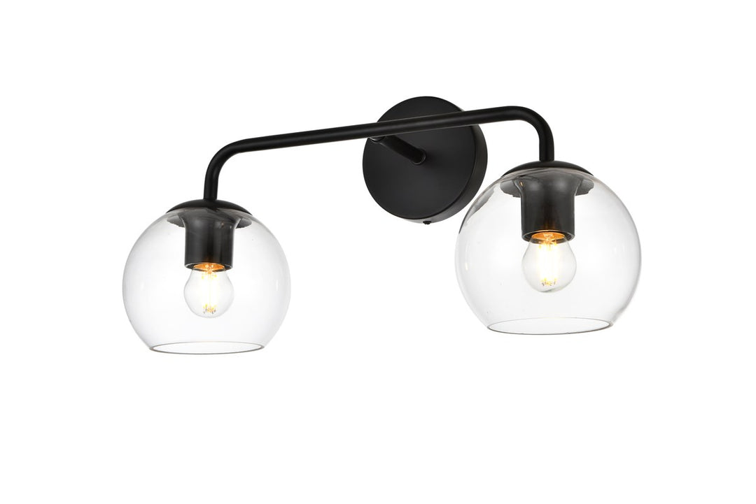 2 Light Black And Clear Bath Sconce