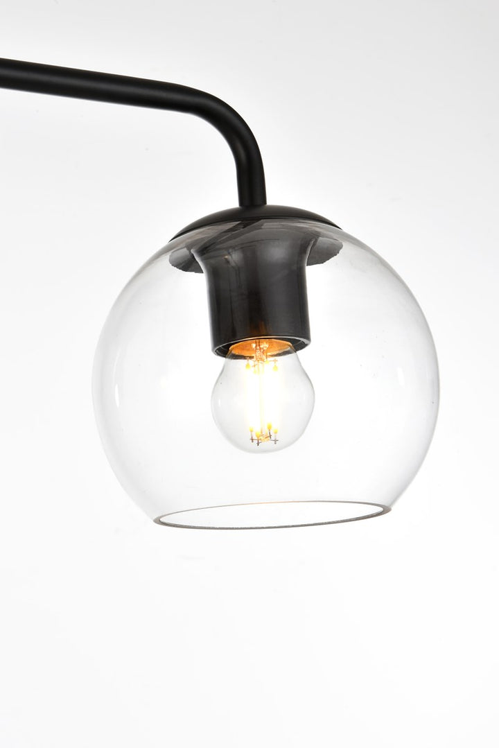 2 Light Black And Clear Bath Sconce