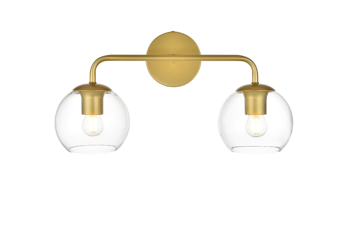 2 Light Brass And Clear Bath Sconce by Living District