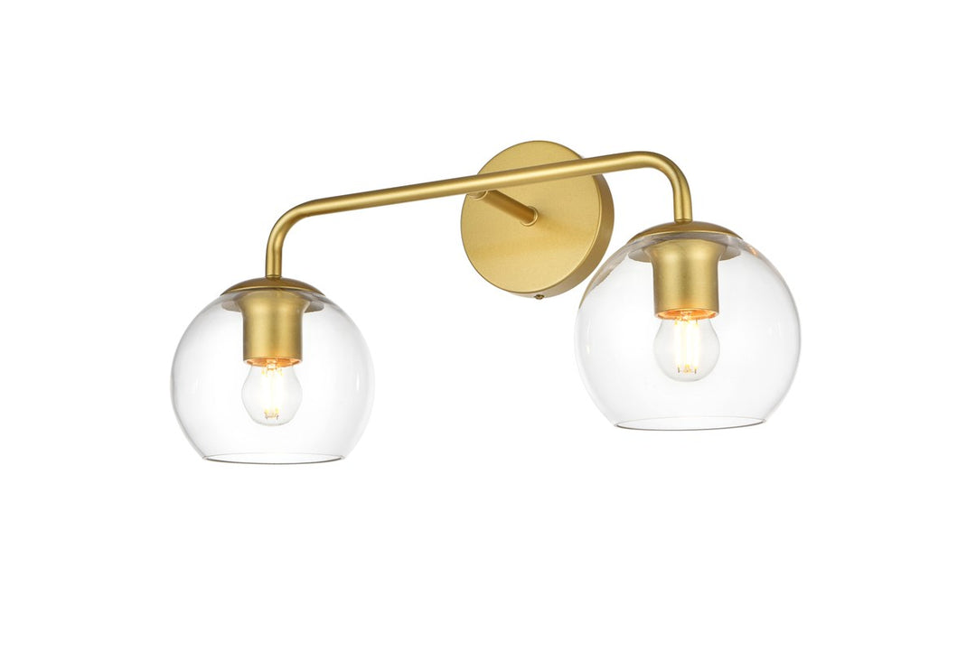 2 Light Brass And Clear Bath Sconce