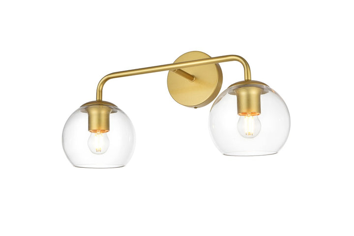2 Light Brass And Clear Bath Sconce