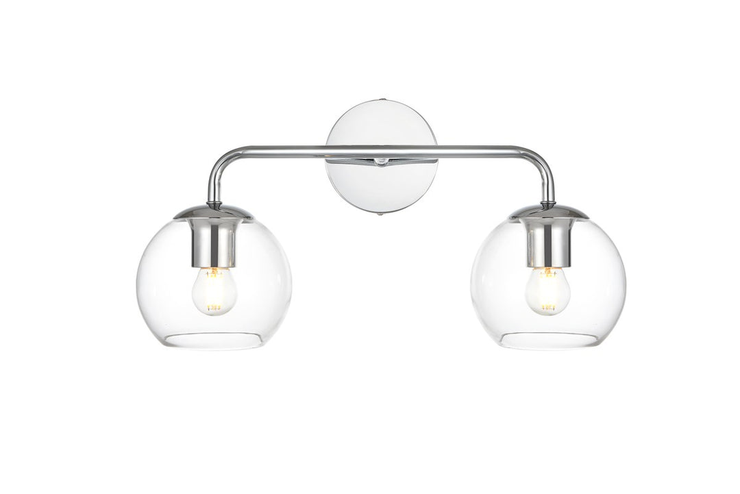 2 Light Chrome And Clear Bath Sconce by Living District