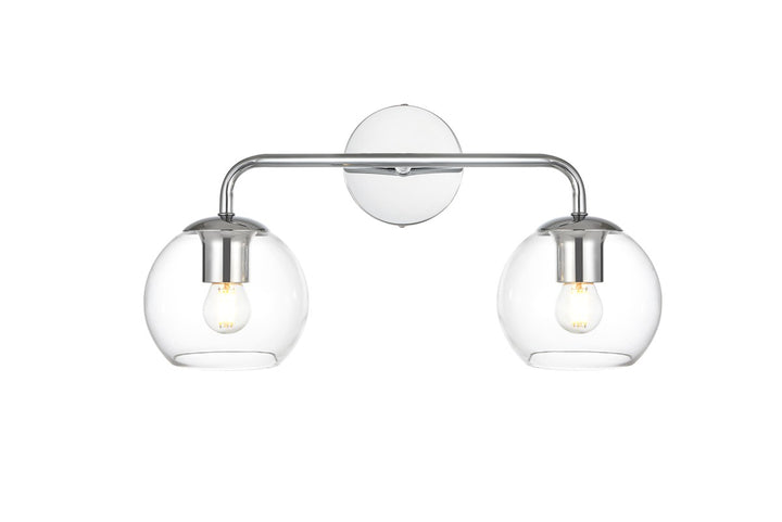 2 Light Chrome And Clear Bath Sconce by Living District