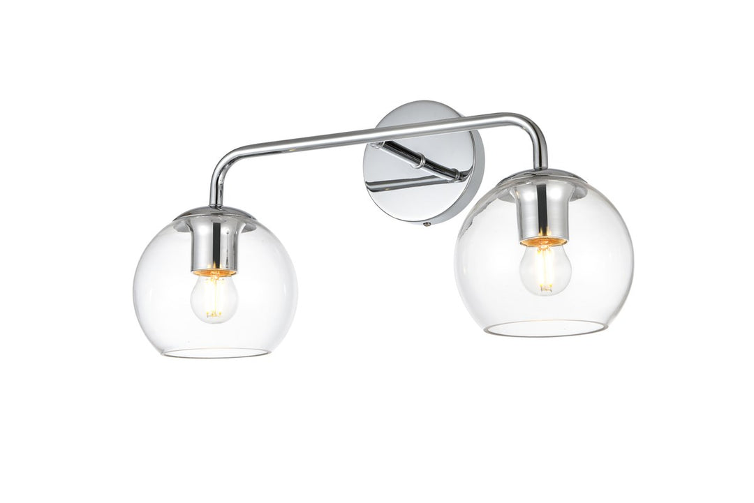 2 Light Chrome And Clear Bath Sconce