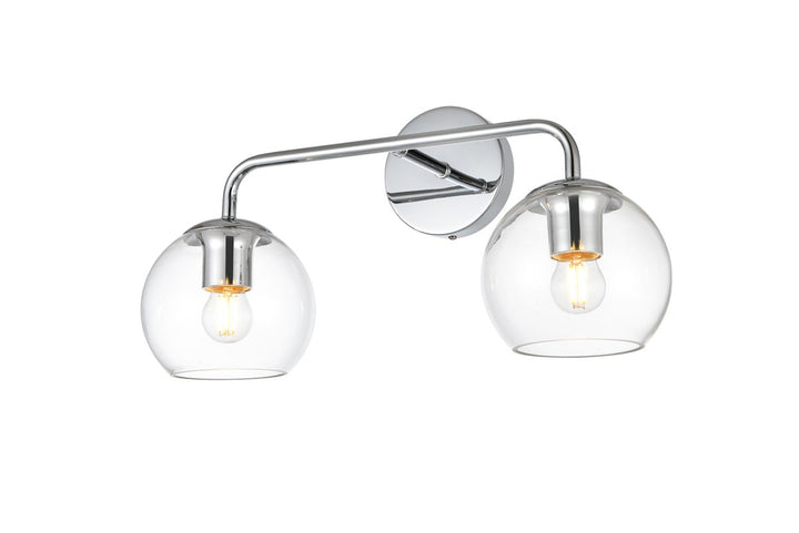 2 Light Chrome And Clear Bath Sconce