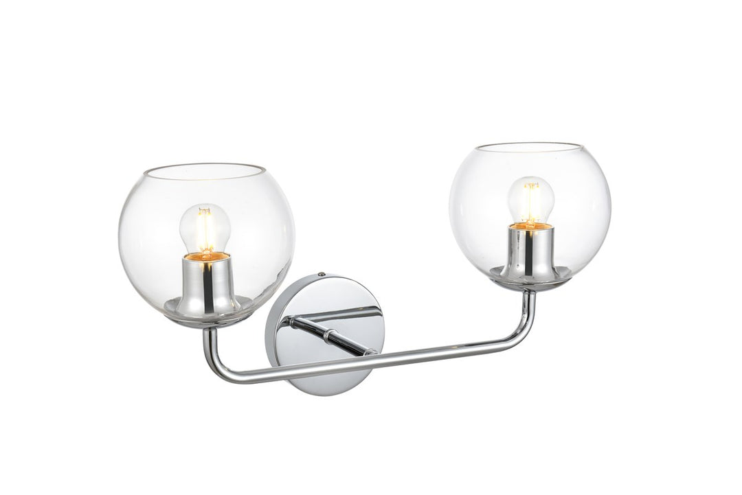 2 Light Chrome And Clear Bath Sconce