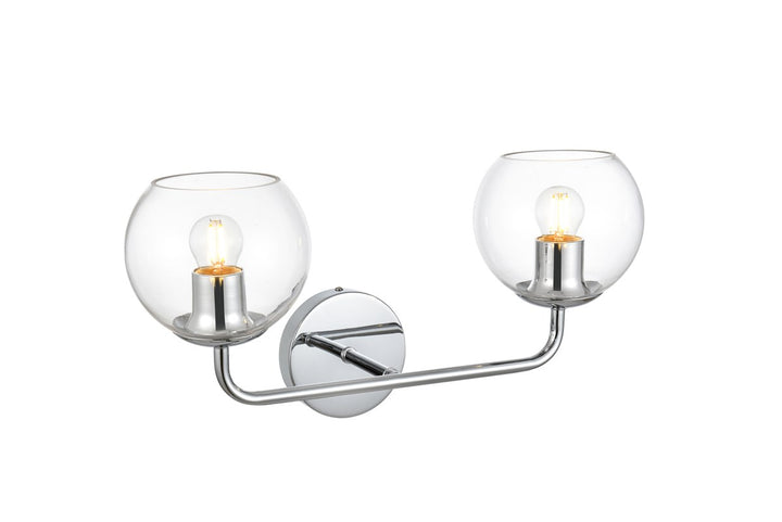 2 Light Chrome And Clear Bath Sconce