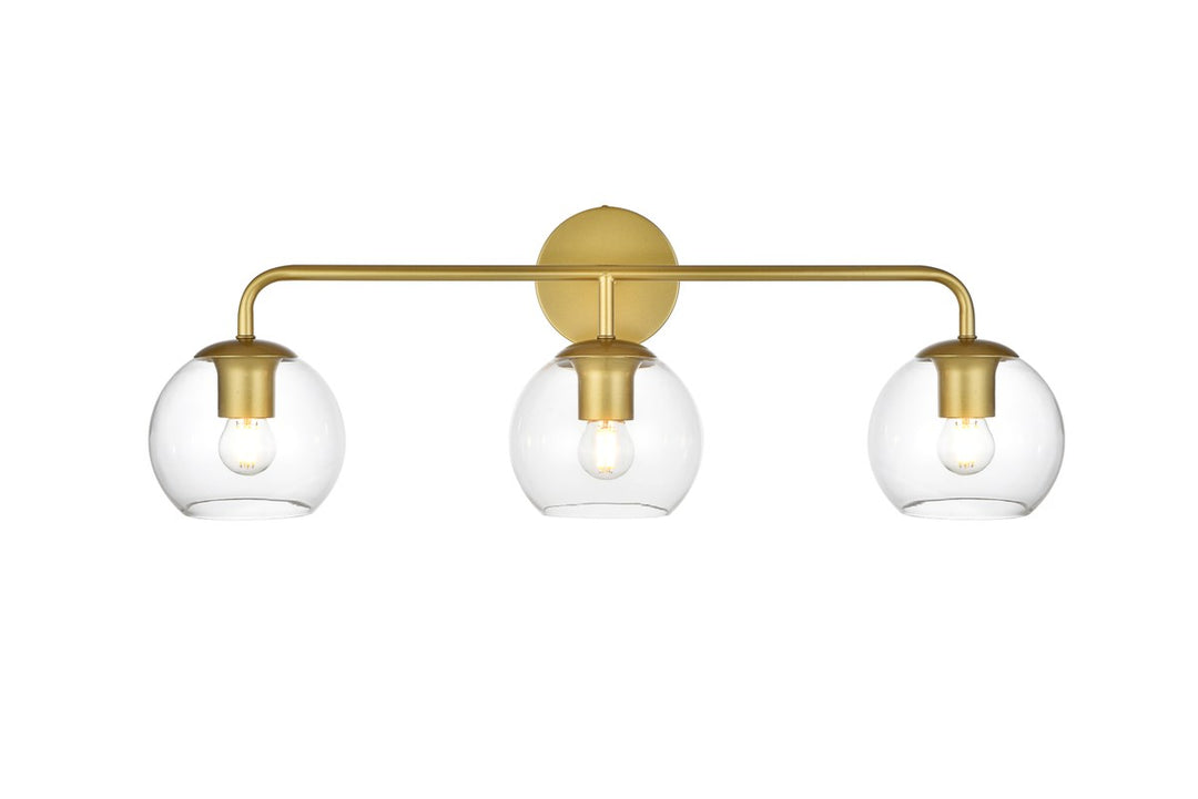 3 Light Brass And Clear Bath Sconce by Living District