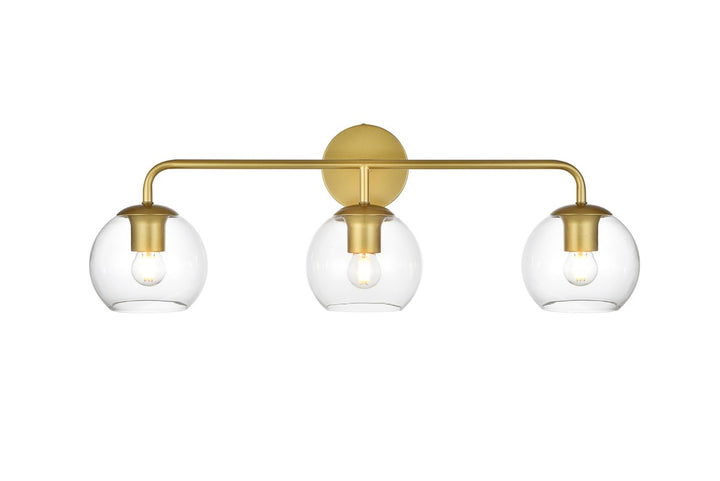 3 Light Brass And Clear Bath Sconce by Living District