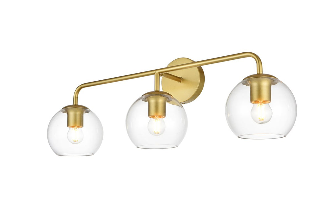 3 Light Brass And Clear Bath Sconce