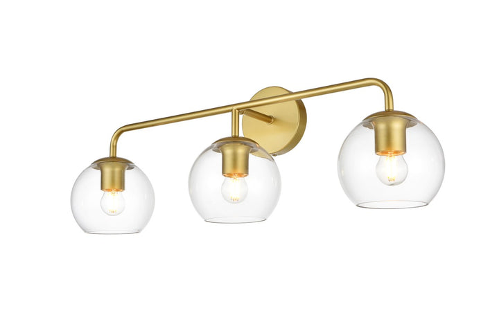 3 Light Brass And Clear Bath Sconce