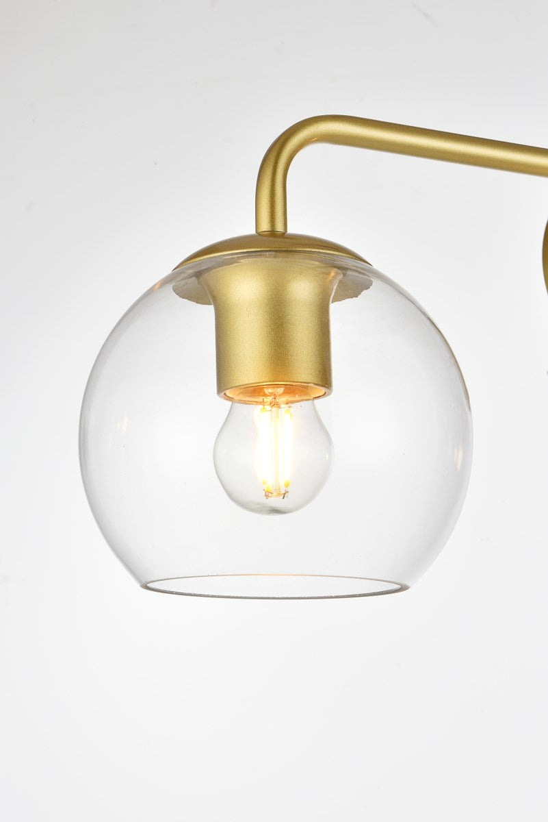 3 Light Brass And Clear Bath Sconce