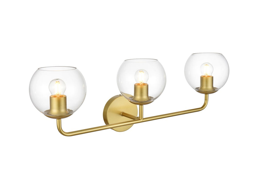 3 Light Brass And Clear Bath Sconce