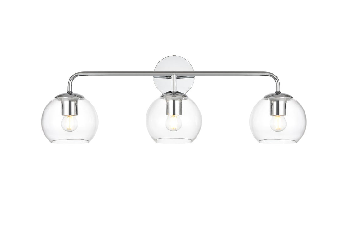 3 Light Chrome And Clear Bath Sconce by Living District