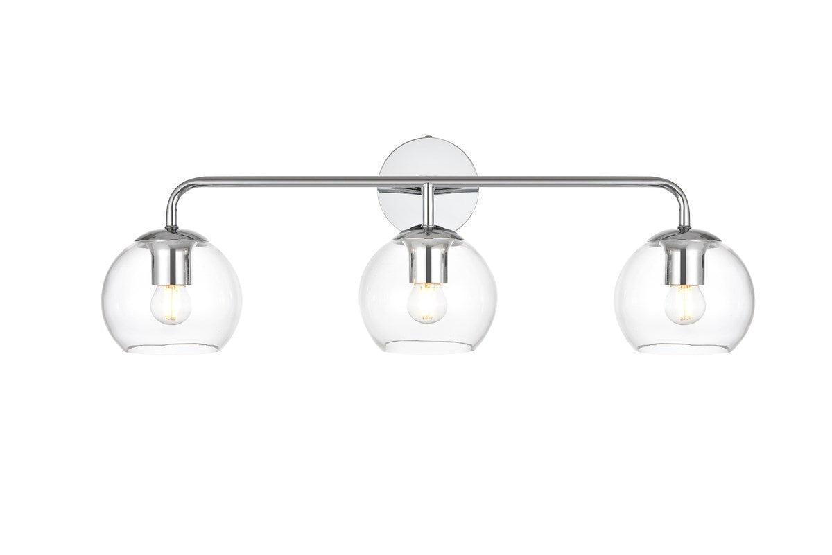 3 Light Chrome And Clear Bath Sconce by Living District