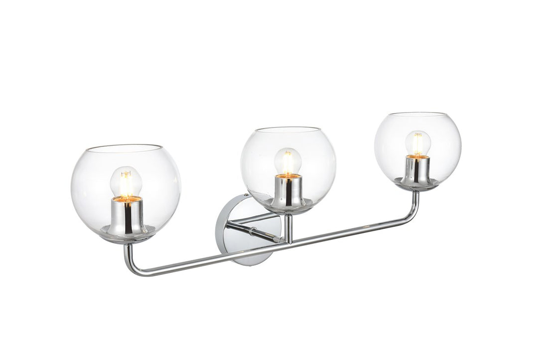 3 Light Chrome And Clear Bath Sconce
