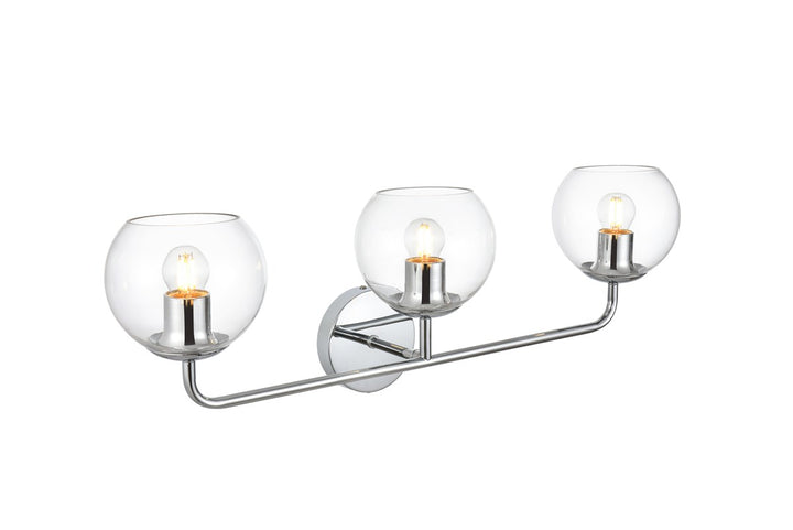 3 Light Chrome And Clear Bath Sconce