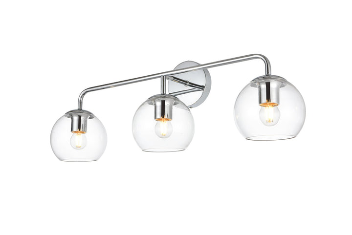 3 Light Chrome And Clear Bath Sconce
