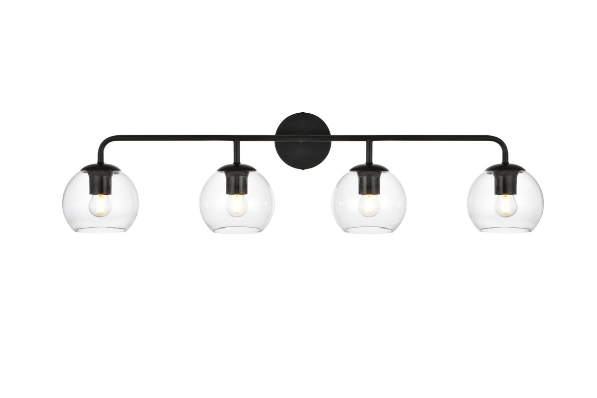 4 Light Black And Clear Bath Sconce by Living District