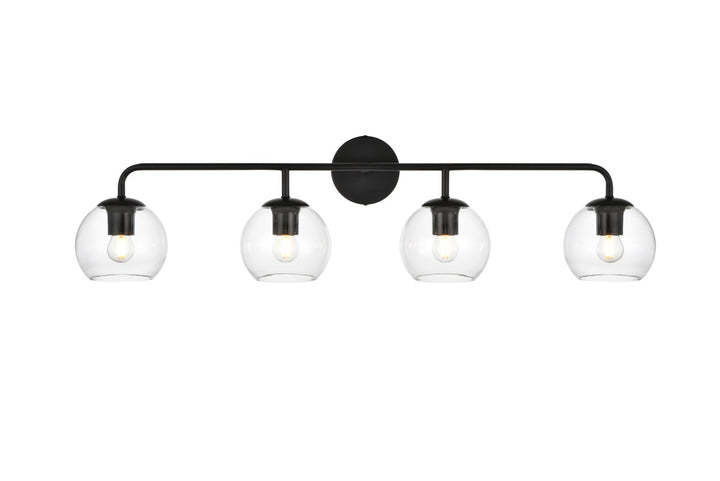 4 Light Black And Clear Bath Sconce by Living District