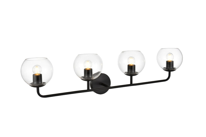 4 Light Black And Clear Bath Sconce