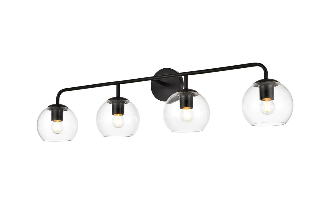 4 Light Black And Clear Bath Sconce