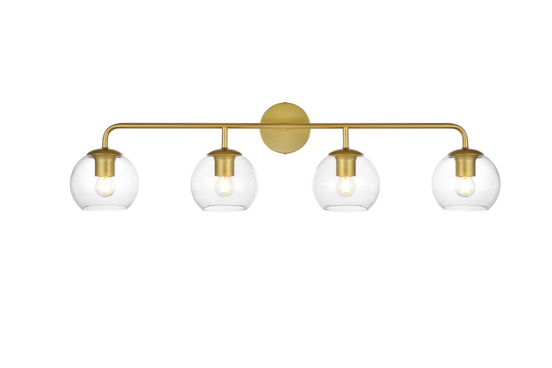 4 Light Brass And Clear Bath Sconce by Living District