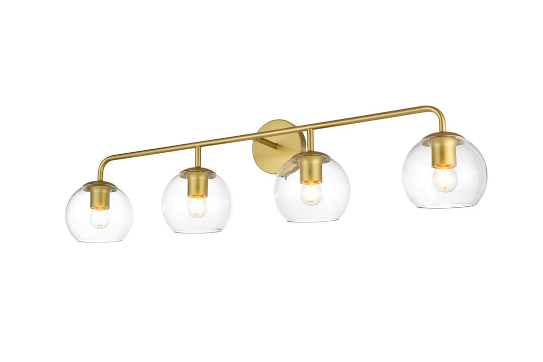 4 Light Brass And Clear Bath Sconce