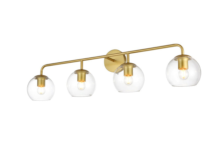 4 Light Brass And Clear Bath Sconce