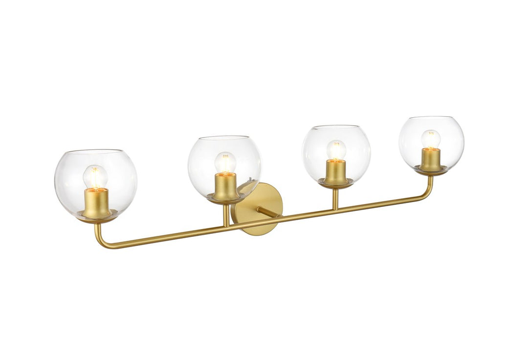 4 Light Brass And Clear Bath Sconce