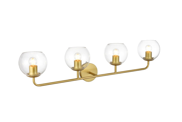 4 Light Brass And Clear Bath Sconce