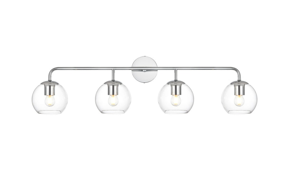 4 Light Chrome And Clear Bath Sconce by Living District