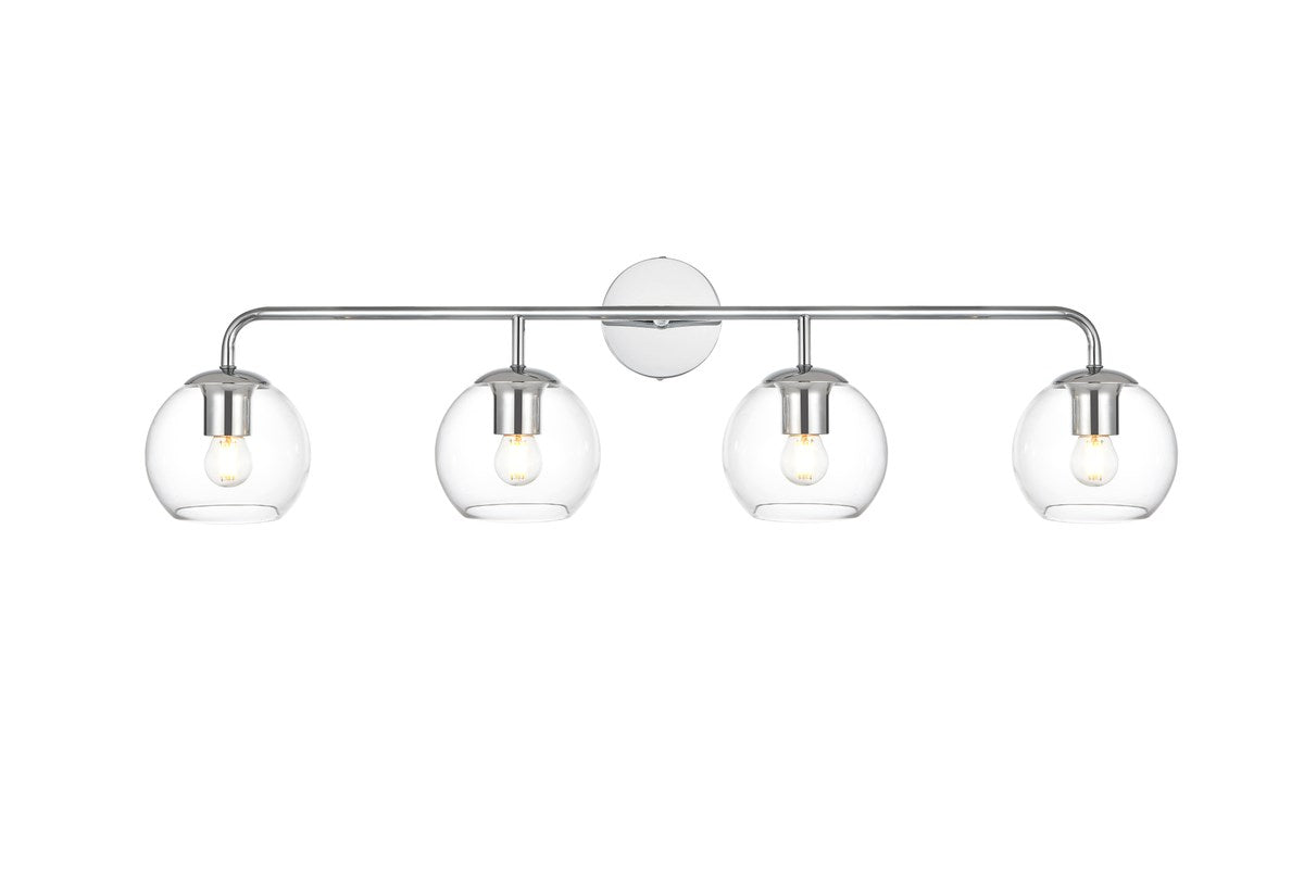 4 Light Chrome And Clear Bath Sconce by Living District