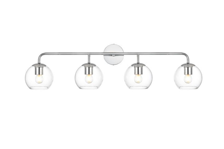 4 Light Chrome And Clear Bath Sconce by Living District