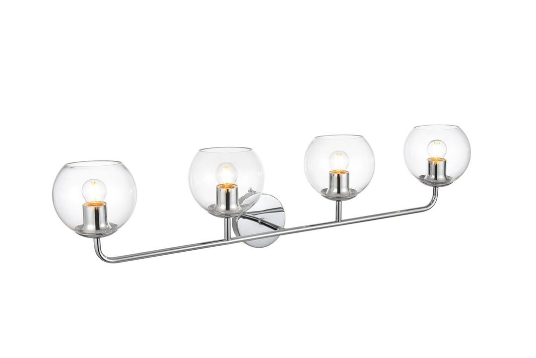 4 Light Chrome And Clear Bath Sconce