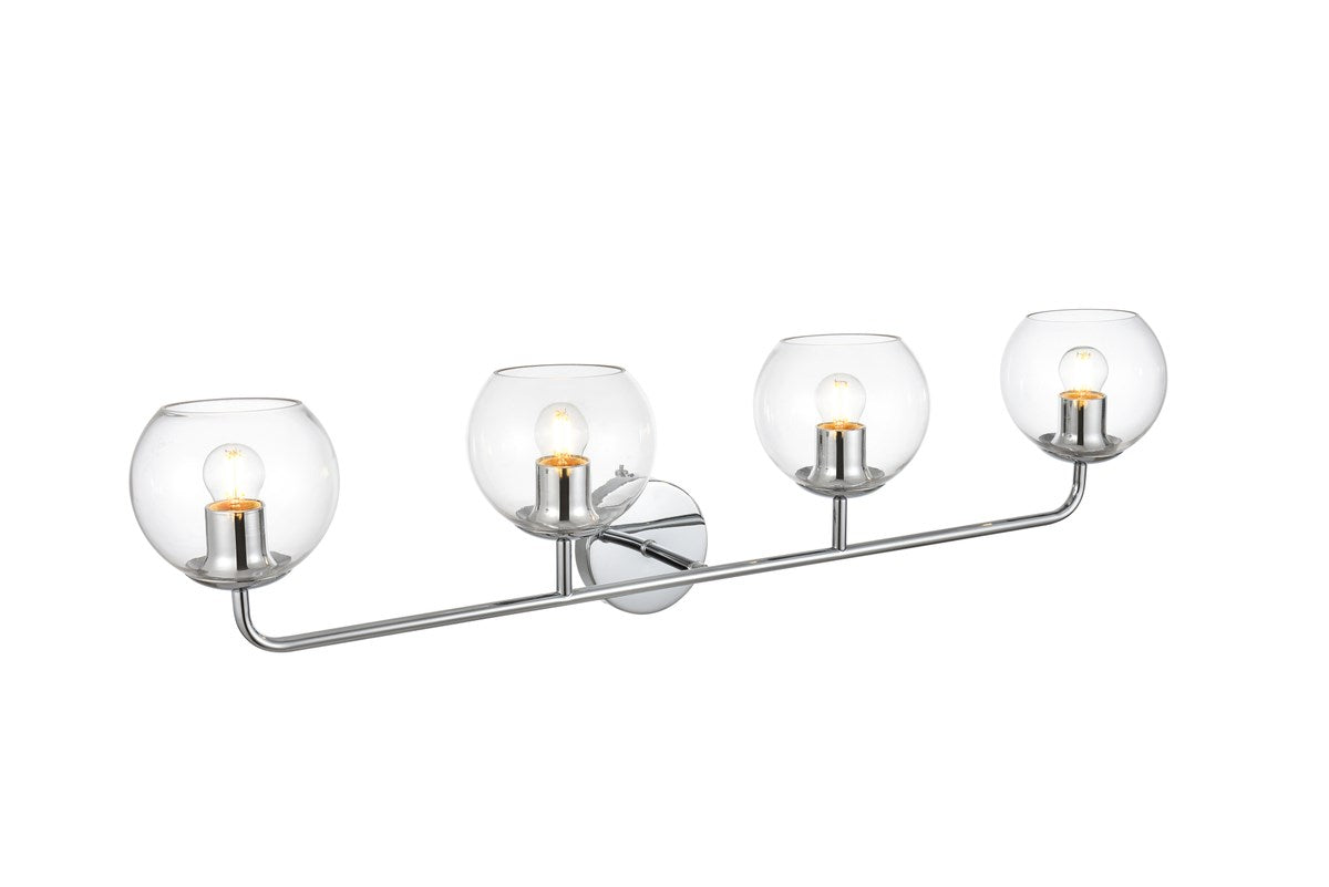 4 Light Chrome And Clear Bath Sconce
