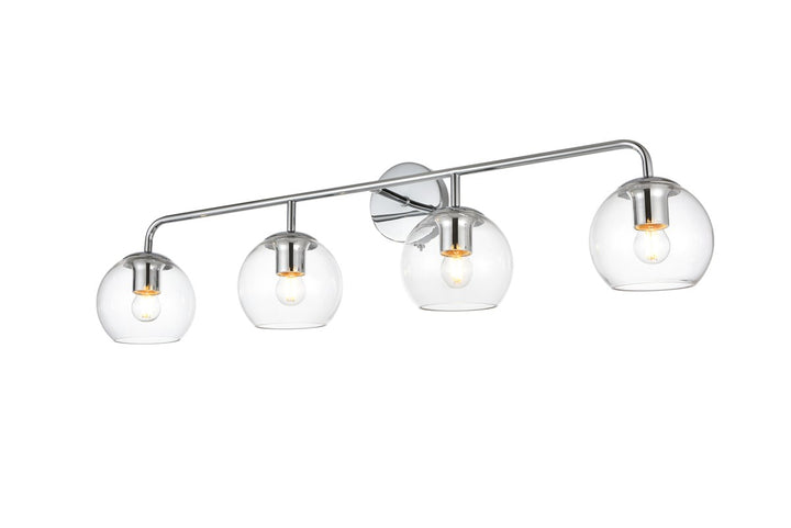 4 Light Chrome And Clear Bath Sconce