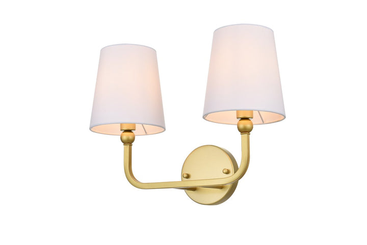 2 Light Brass And Clear Bath Sconce