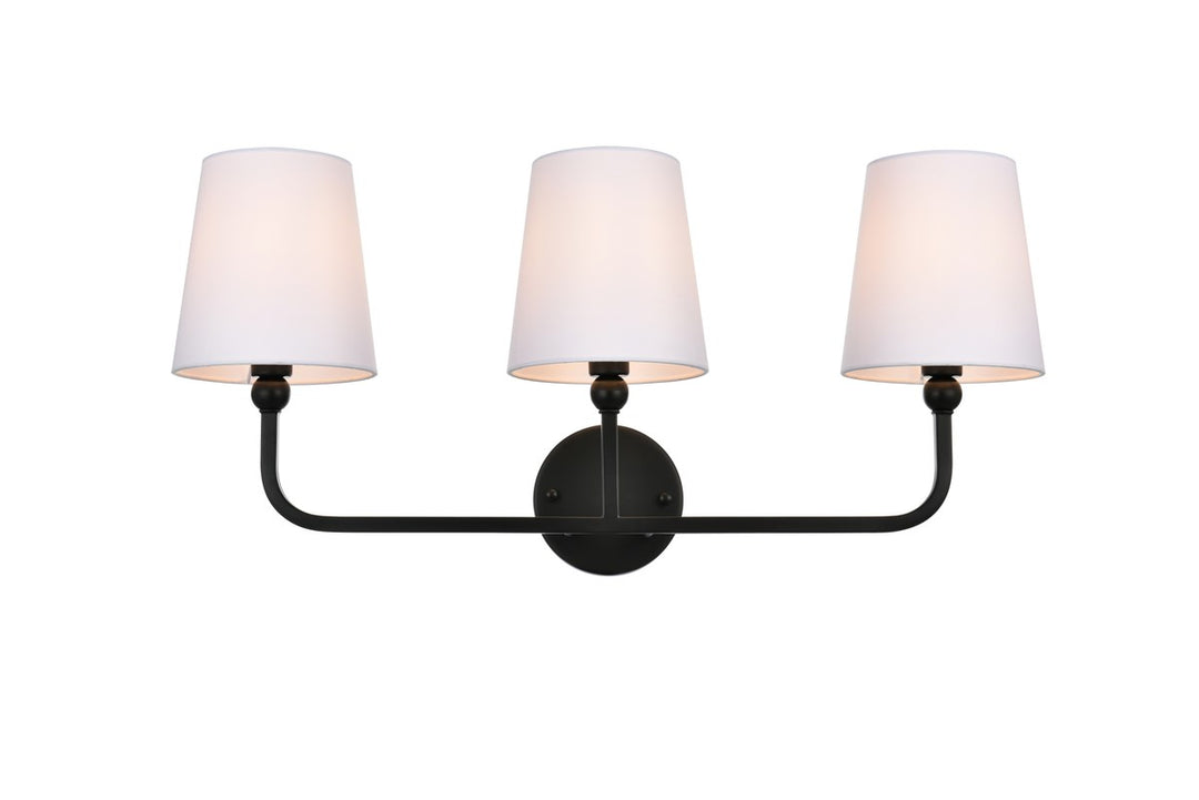 3 Light Black And Clear Bath Sconce by Living District