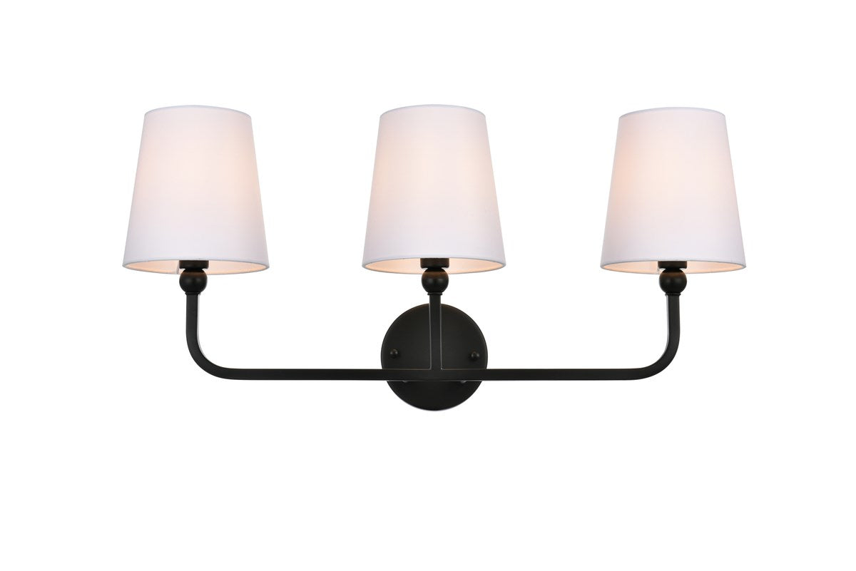 3 Light Black And Clear Bath Sconce by Living District