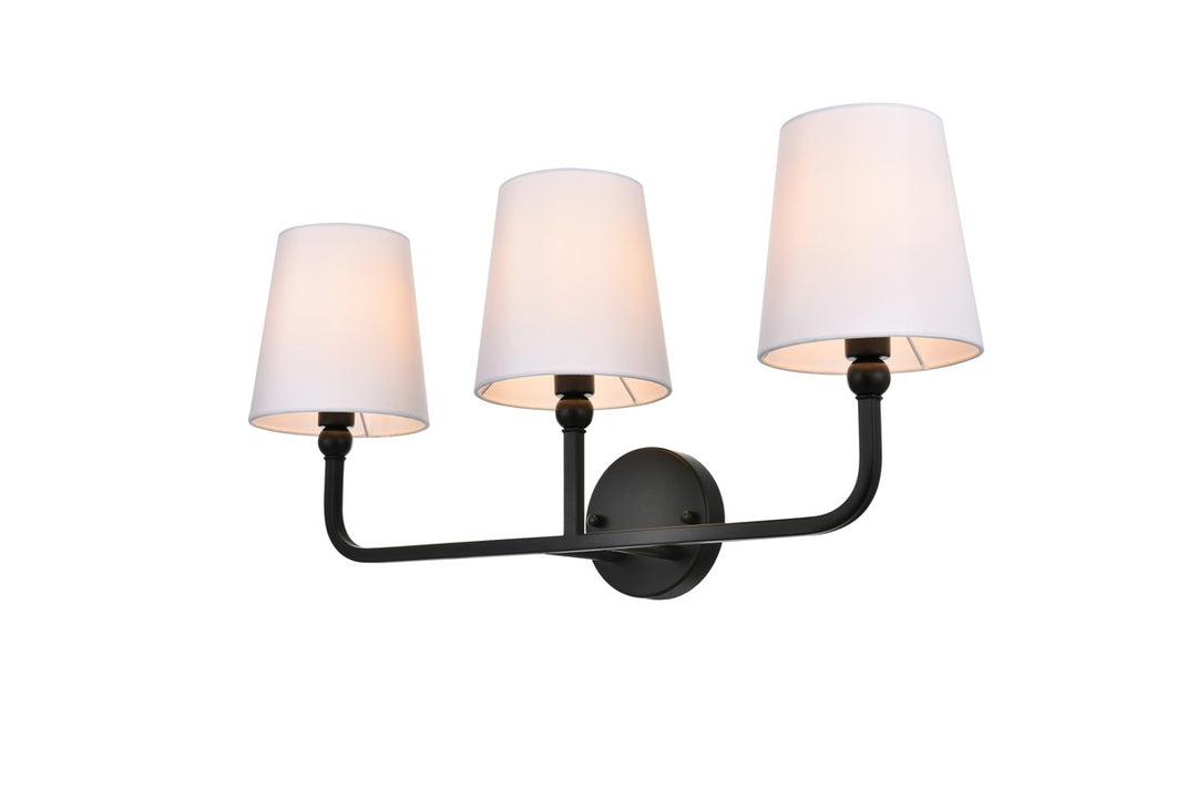 3 Light Black And Clear Bath Sconce