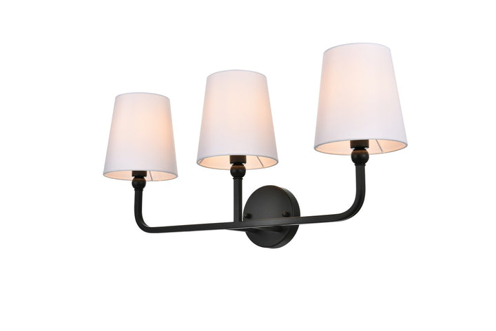 3 Light Black And Clear Bath Sconce
