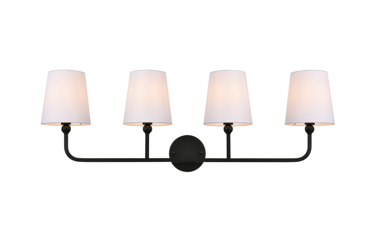 4 Light Black And Clear Bath Sconce by Living District