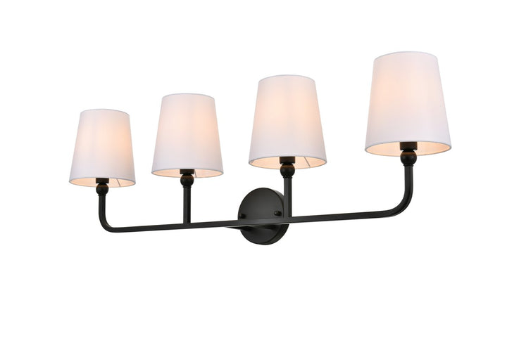 4 Light Black And Clear Bath Sconce